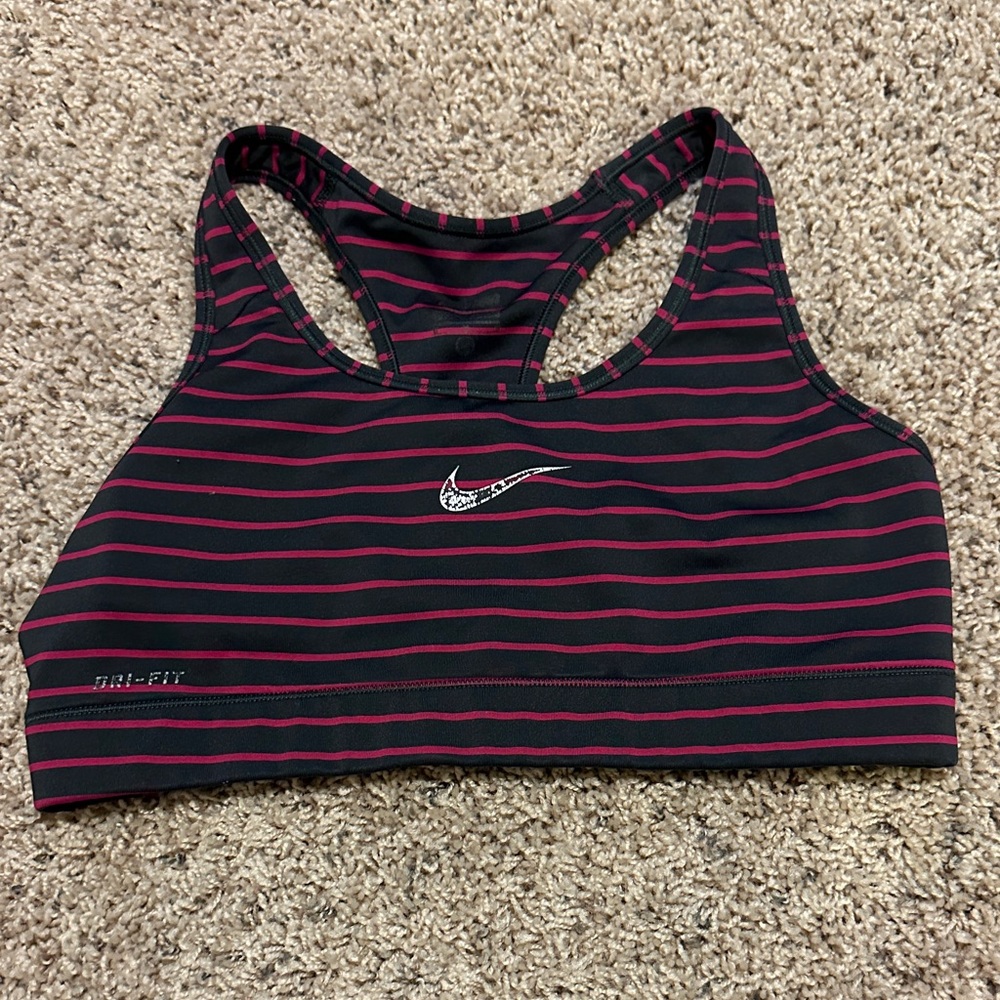 Nike Women’s Racerback Sports Bra - Black & Pink Stripes